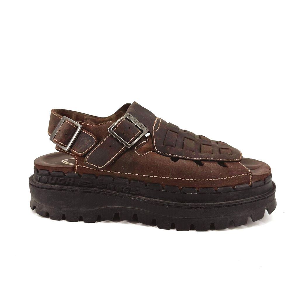 Vintage Jammers Brown Leather Platform Fisherman Sandals
